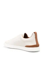 Zegna OFF WHITE DEERSKIN TRIPLE STITCH SNEAKERS - Image 3