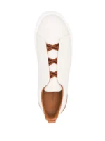 Zegna OFF WHITE DEERSKIN TRIPLE STITCH SNEAKERS - Image 4