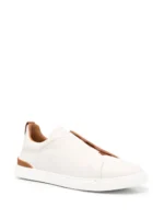Zegna OFF WHITE DEERSKIN TRIPLE STITCH SNEAKERS - Image 2