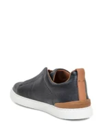 Zegna BLACK DEERSKIN TRIPLE STITCH SNEAKERS - Image 3