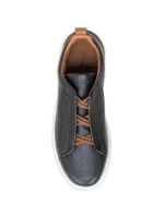 Zegna BLACK DEERSKIN TRIPLE STITCH SNEAKERS - Image 4