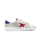 Golden Goose Stardan in laminated silver nylon with burgundy suede star