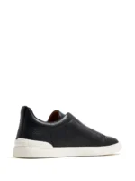 Zegna BLACK DEERSKIN TRIPLE STITCH SNEAKERS - Image 3
