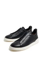 Zegna BLACK DEERSKIN TRIPLE STITCH SNEAKERS - Image 2