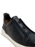 Zegna BLACK DEERSKIN TRIPLE STITCH SNEAKERS - Image 4