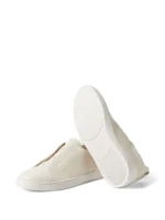 Zegna WHITE TRIPLE STITC SECONDSKIN SNEAKERS - Image 3