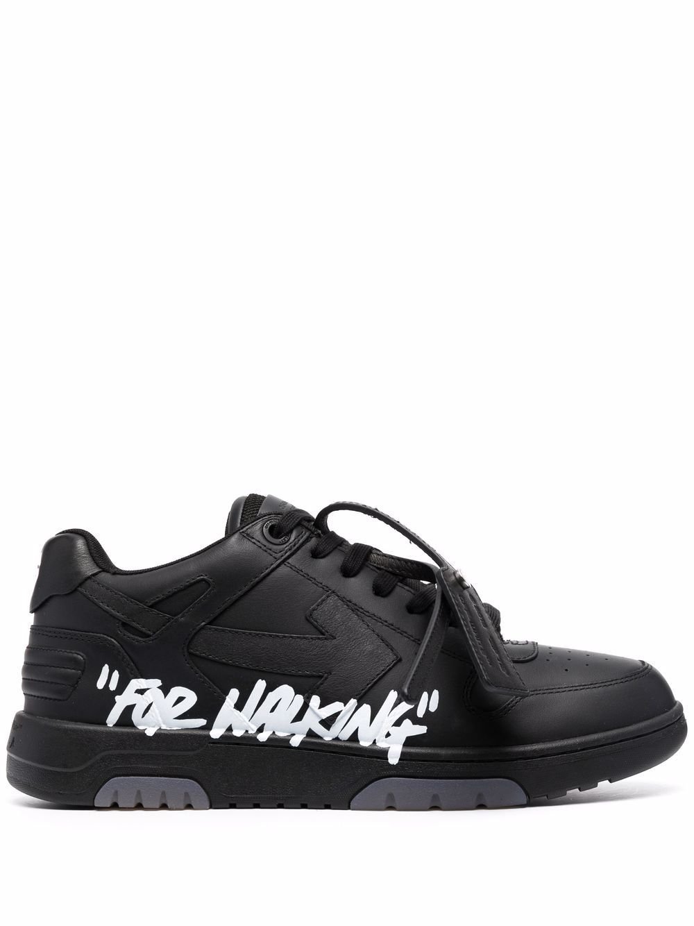 IMG_1499.jpeg OFF-WHITE Out Of Office OOO "For Walking" Low Tops Black White - Image 1