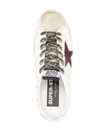 Golden Goose Super-Star With Burgundy Glitter Star And Silver Heel Tab - Image 4