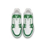 Louis Vuitton Trainer Green Monogram Denim White - Image 3
