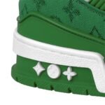 Louis Vuitton Trainer Green Monogram Denim White - Image 5