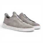 Zegna GREY MÉLANGE SUEDE TRIPLE STITCH SNEAKERS - Image 2