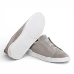 Zegna GREY MÉLANGE SUEDE TRIPLE STITCH SNEAKERS - Image 4