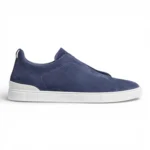 Zegna UTILITY BLUE SUEDE TRIPLE STITCH SNEAKERS