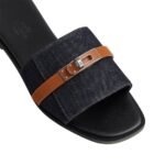 Hermes Giulia sandal Bleu Brut Naturel - Image 4