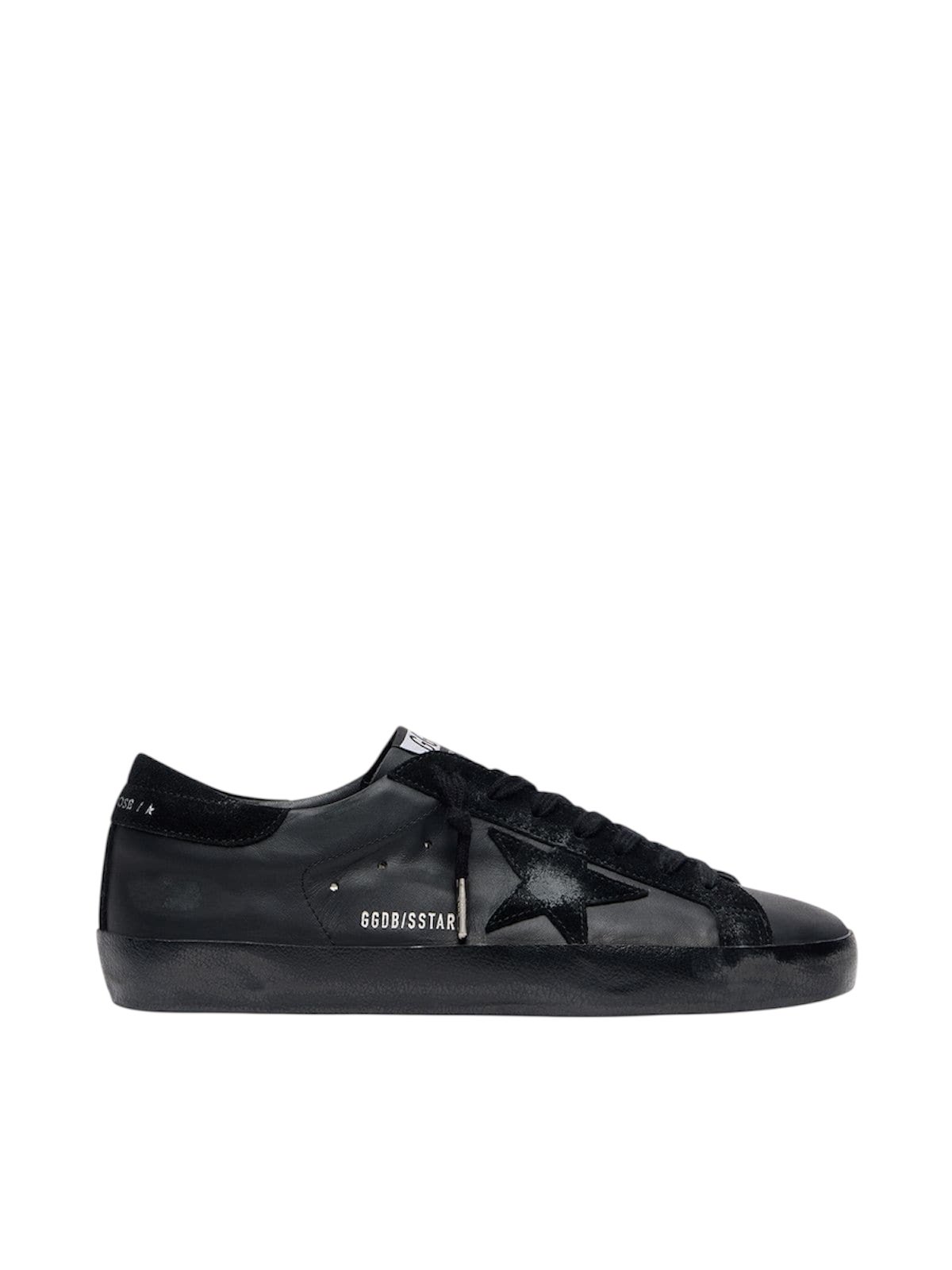 Photoroom_20251223_163001-1.jpg Golden Gosse Super-Star in black nappa with black suede star and heel tab - Image 1