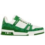 Louis Vuitton Trainer Green Monogram Denim White
